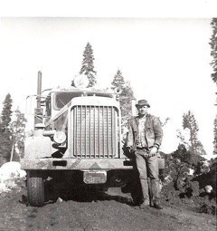 Greenville's Jake Jenner with the Plumas Queen. Swain Mountain c.
1965.